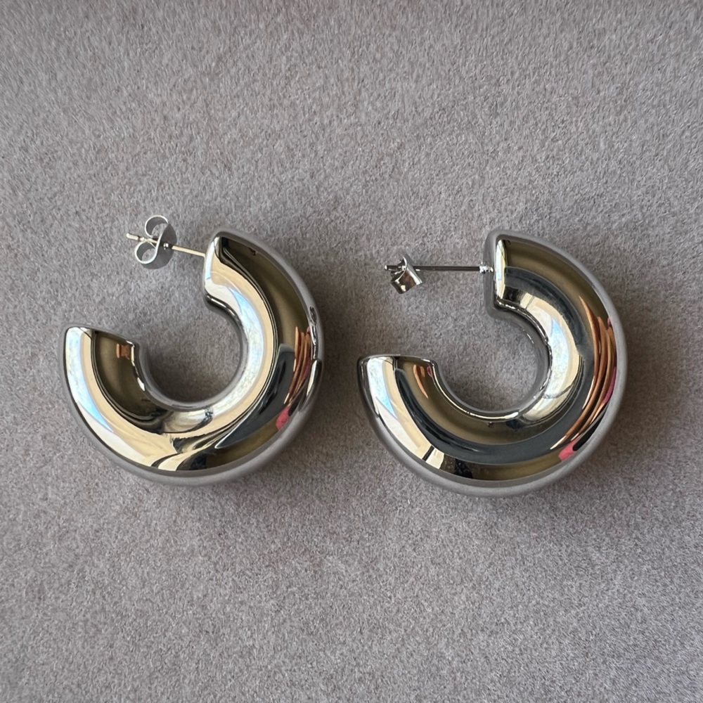 Silver Chunky Hoop Earrings